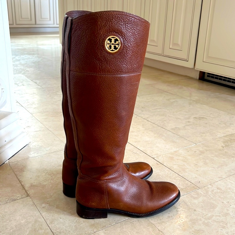 Brown Tory Burch riding boots